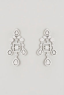 White Finish Faux Diamond Necklace Set