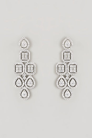 White Finish Faux Diamond Layered Necklace Set