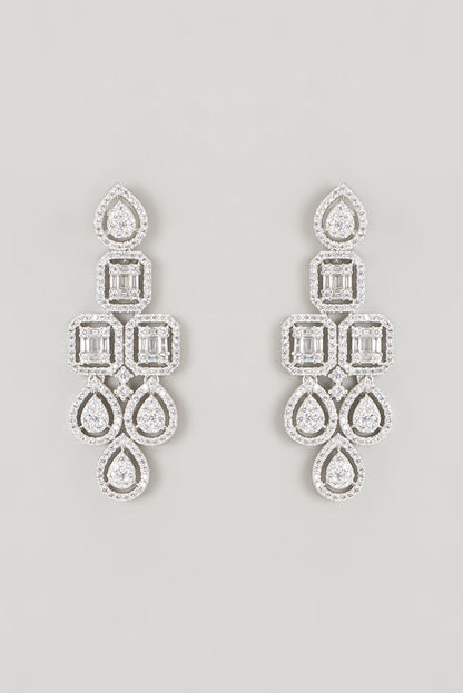 White Finish Faux Diamond Layered Necklace Set