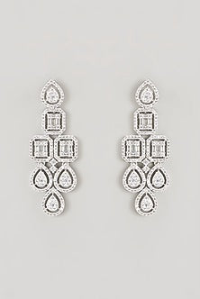 White Finish Faux Diamond Layered Necklace Set
