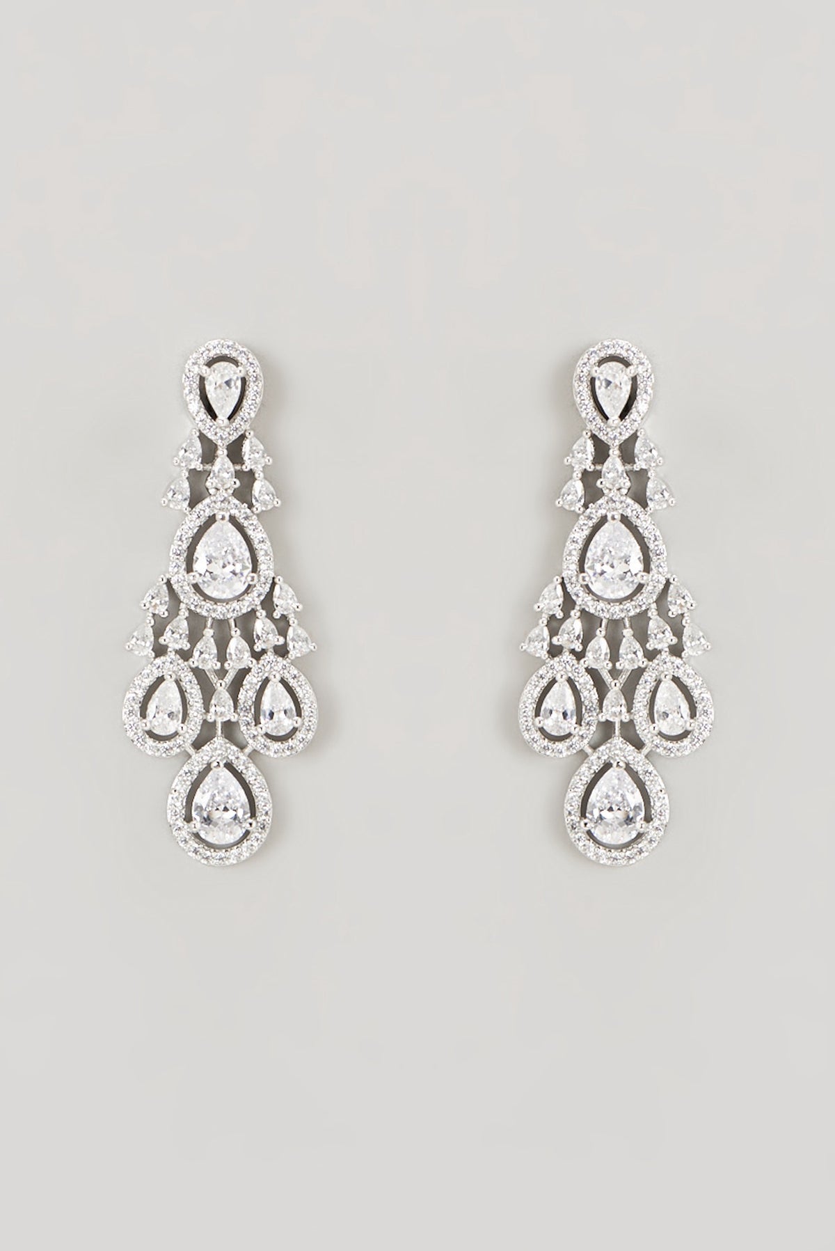 White Finish Faux Diamond Layered Necklace Set