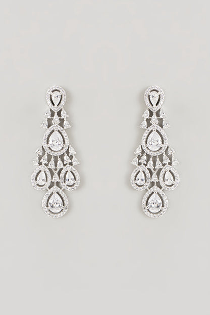 White Finish Faux Diamond Layered Necklace Set