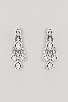 White Finish Faux Diamond Layered Necklace Set