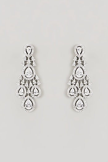 White Finish Faux Diamond Layered Necklace Set