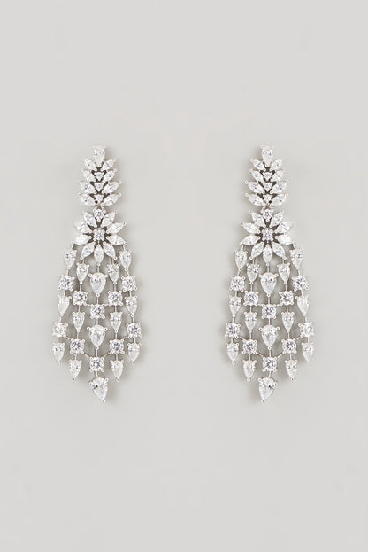 White Finish Faux Diamond Necklace Set