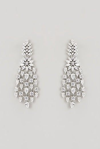 White Finish Faux Diamond Necklace Set