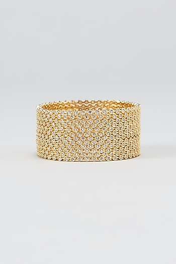Gold Finish Zircon Bangles (Set of 12)