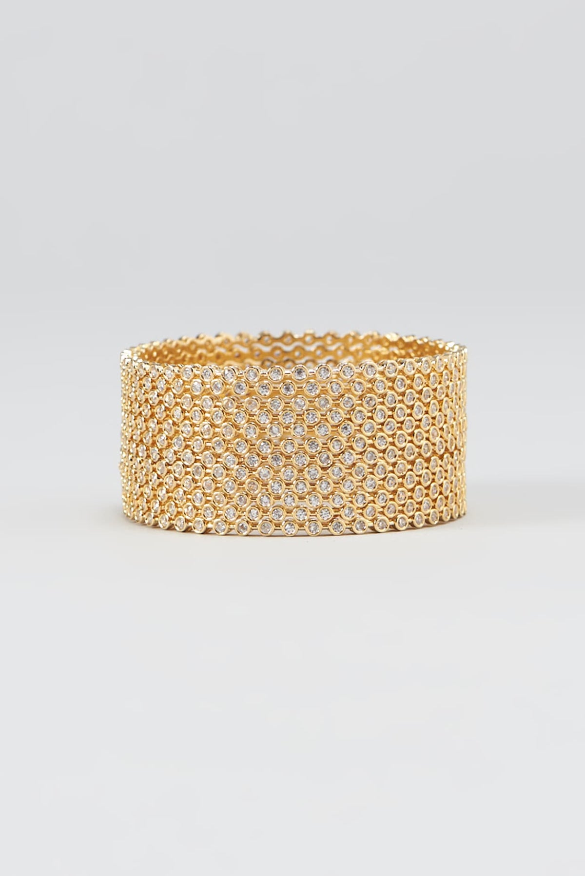 Gold Finish Zircon Bangles (Set of 12)