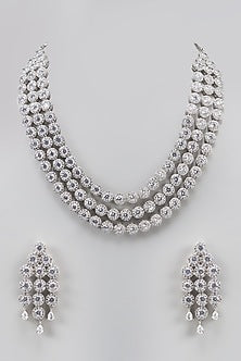 White Finish Zircon Necklace Set