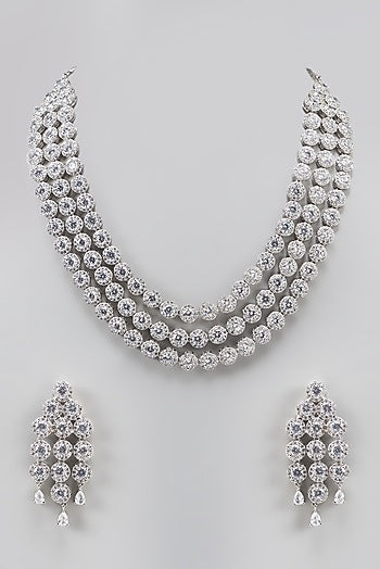 White Finish Zircon Necklace Set
