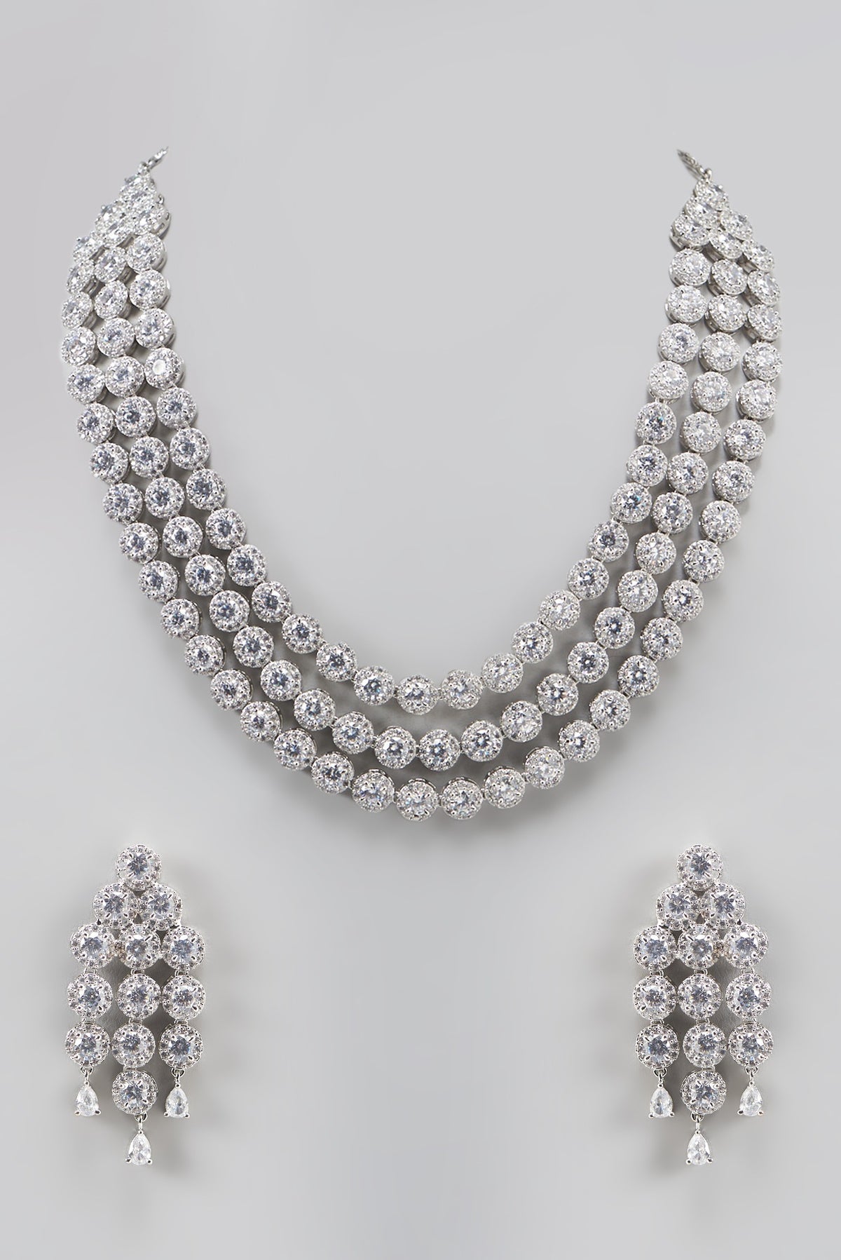 White Finish Zircon Necklace Set
