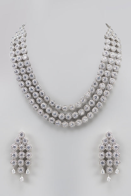 White Finish Zircon Necklace Set