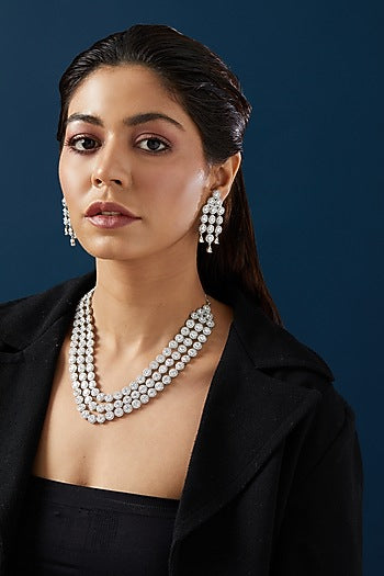 White Finish Zircon Necklace Set