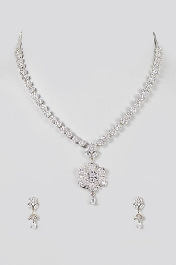 White Finish Zircon Necklace Set