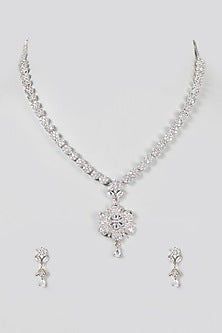White Finish Zircon Necklace Set