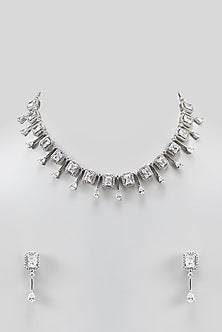 White Finish Zircon Necklace Set
