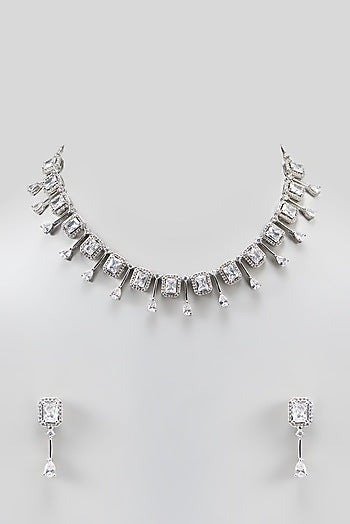 White Finish Zircon Necklace Set
