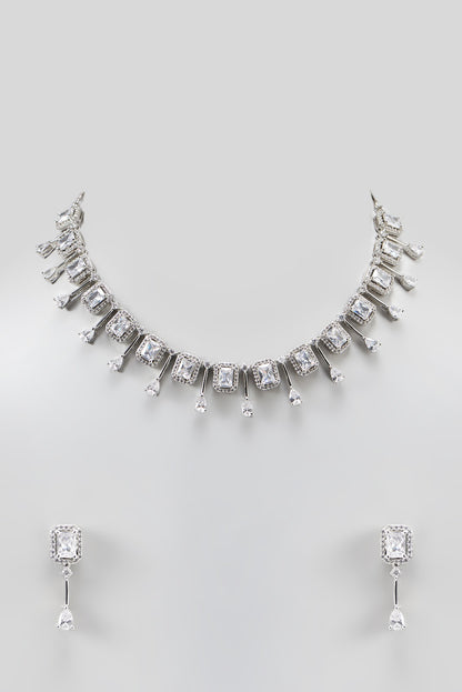 White Finish Zircon Necklace Set