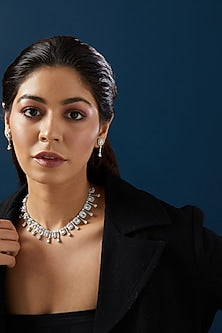 White Finish Zircon Necklace Set
