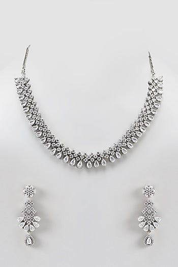 White Finish Zircon Necklace Set