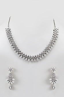 White Finish Zircon Necklace Set