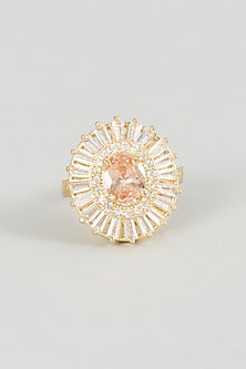Rose Gold Finish Zircon & Pink Stone Ring