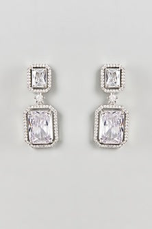 White Finish Zircon Dangler Earrings