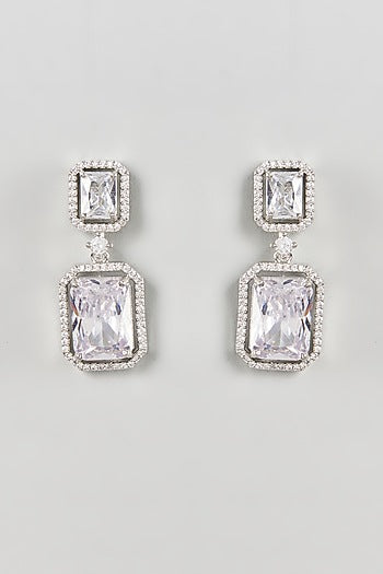 White Finish Zircon Dangler Earrings