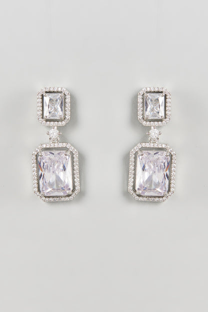 White Finish Zircon Dangler Earrings