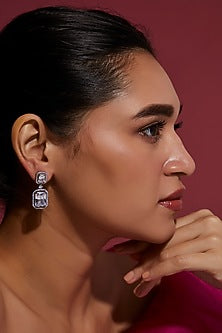 White Finish Zircon Dangler Earrings