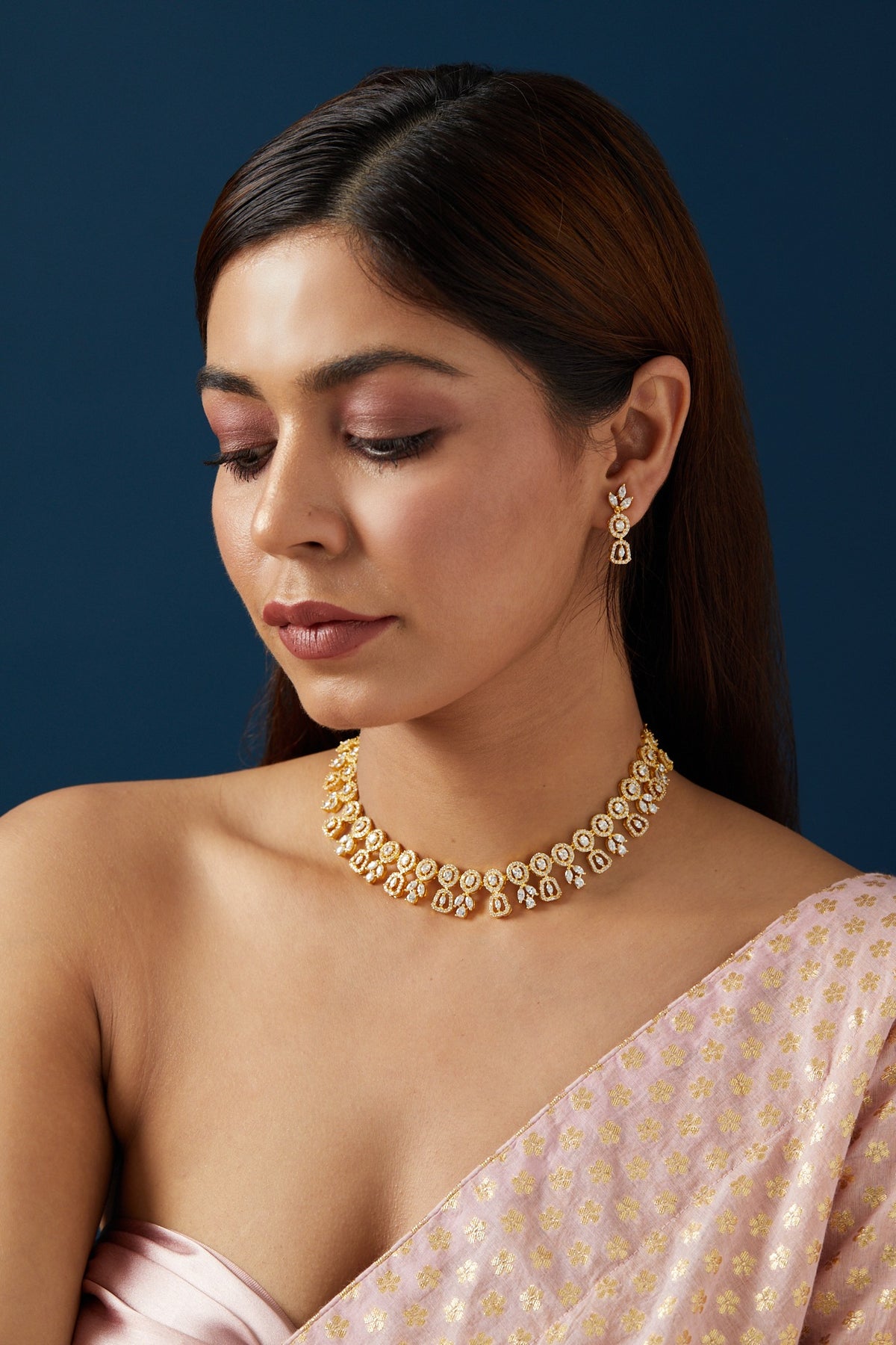 Gold Finish Zircon Necklace Set