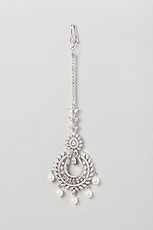 White Finish Zircon & Pearl Maangtikka