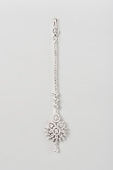 White Finish Zircon Maangtikka