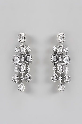 White Finish Zircon Layered Necklace Set
