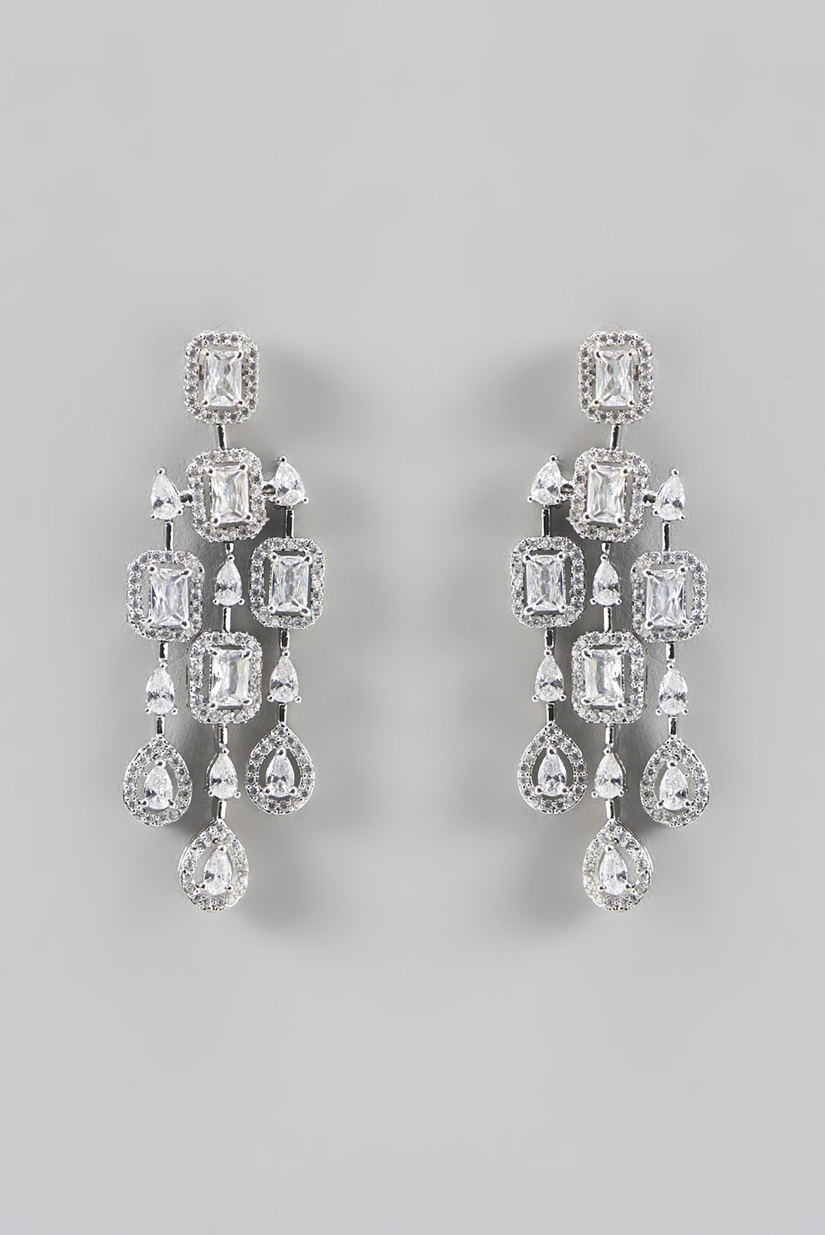 White Finish Zircon Layered Necklace Set