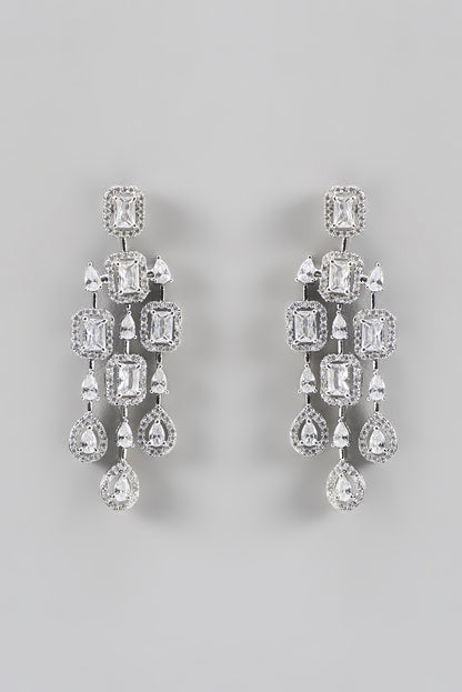 White Finish Zircon Layered Necklace Set