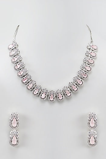White Finish Zircon Necklace Set