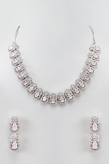White Finish Zircon Necklace Set