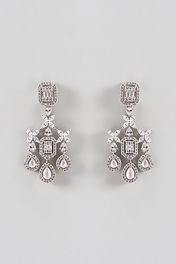 White Finish Zircon & Pink Stone Necklace Set