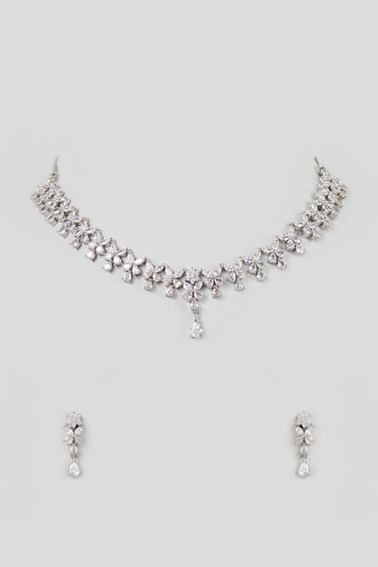 White Finish Zircon Necklace Set