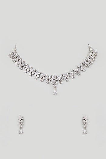 White Finish Zircon Necklace Set