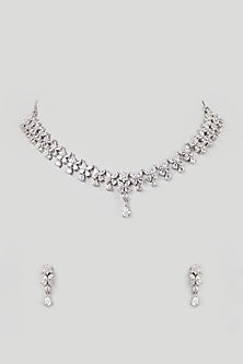 White Finish Zircon Necklace Set