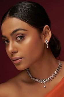 White Finish Zircon Necklace Set