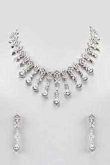 White Finish Zircon Necklace Set