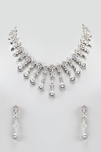 White Finish Zircon Necklace Set