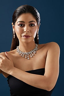 White Finish Zircon Necklace Set