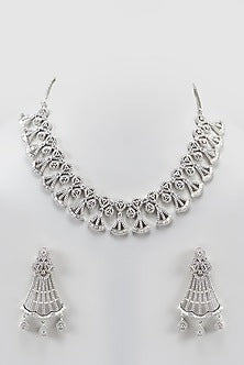 White Finish Zircon Necklace Set