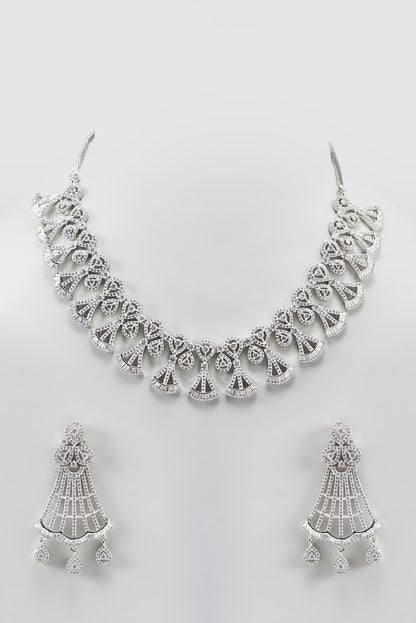 White Finish Zircon Necklace Set