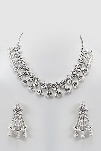 White Finish Zircon Necklace Set