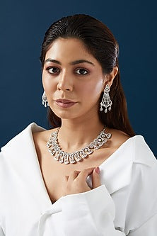 White Finish Zircon Necklace Set